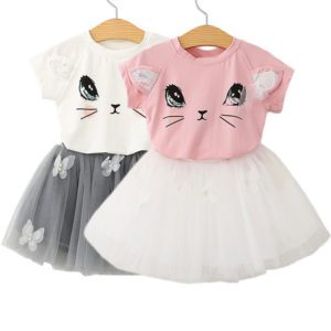 Kids Baby Girls Outfits Clothes Cat