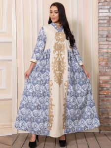 Sequins Imitation Linen Women Jalabiya