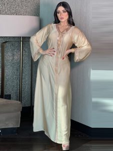Beading Jalabiya Loose Long Arabic Dress