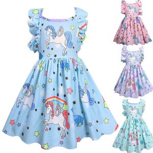 Little Pony Uncorn Rainbow Dress Girls