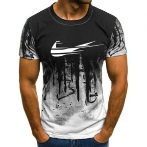 Summer personality printing men’s T-shirt, sports printed short-sleeved camouflage T-shirt.