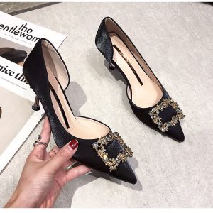 Pointed Toe Shoes Women’s Side Hollow Rhinestones
