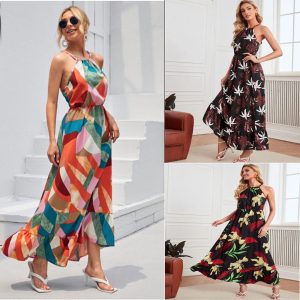 Women’s Fashion Print Ruffle Hem Dress