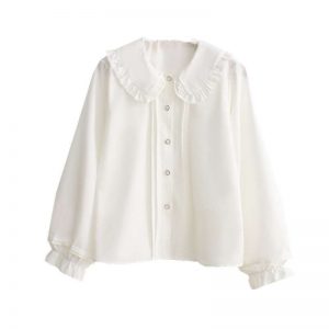 Doll Collar All-match Long-sleeved Shirt Ruffled White Shirt Women
