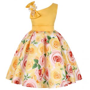 Girls’ Dresses Girls’ Princess Dresses Digital Print Children’s Dresses