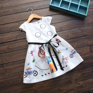 Digital Printing Princess Dress Girl Korean Children Dress One Drop
