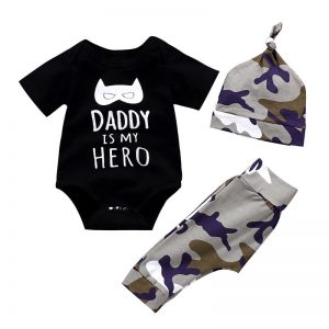 Wisefin Boy Clothing Infant Camo Black Baby Clothes Set Summer For Boy 3 Piece