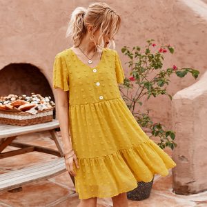Solid color loose dress