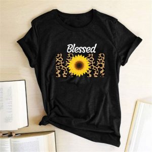 Sunflower Print T-Shirt Women Summer Casual Fashion Ladies Top Holiday T-Shirt