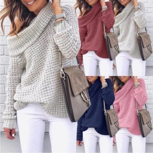 Sweater solid color turtleneck sweater
