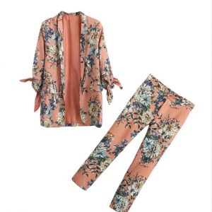 Autumn New Women’s Wild Slim Printed Suit Suit Pants Suit