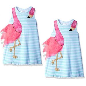 Summer Kids irls Dress Baby Girls Bird Cartoon Striped