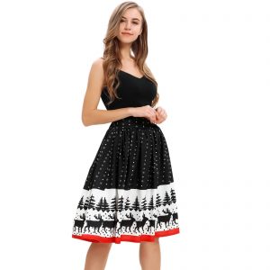 women’s ladies Christmas print knee-length skirt