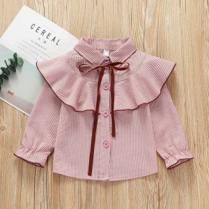 Spring And Autumn Striped Baby Lapel Shirt