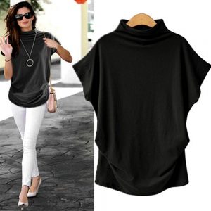 In store Summer Turtleneck T Shirt Women Short Sleeve Solid Tshirt Fashion T-Shirt Plus Size Loose Ladies Tops футболка женск