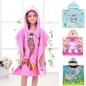Children Cute Cartoon Hooded Cloak Beach Towel