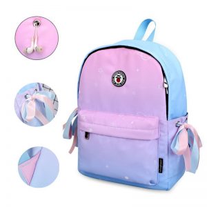 New small fresh gradient color junior high school student schoolbag high school student backpack bow backpack girl