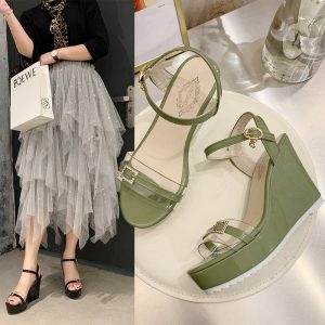 Belt Buckle Transparent One-word Open-toe High-heel Sandals