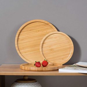 Bamboo Round Wooden Bread Barbecue Tray