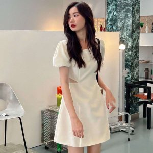 Women’s New Short Sleeve Dress Show Waist Slim