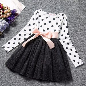 Dot Long Sleeve Dress For Girls Clothing Child Costume Baby