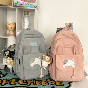 Junior High School Girls Backpack New Large Capacity Student Bag Vintage Cute Campus Girl Schoolbag