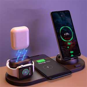 6 in 1 Wireless Charger Dock Station for iPhone/Android/Type-C USB Phones / 10W