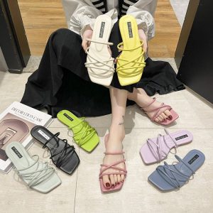 Candy Color Flat Slippers Women’s Summer New Fashion Outer Wear With a Fairy Style Korean Version Of The Net Red Beach Sandals