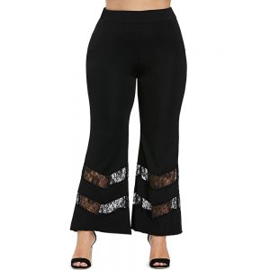 Plus Size Lace Panel Flare Pants