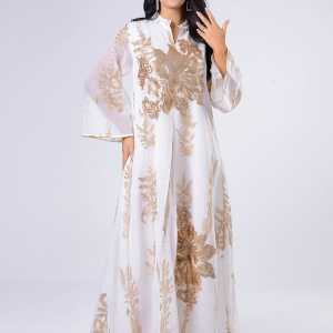 Siskakia Sequins Embroidered Abaya Dress