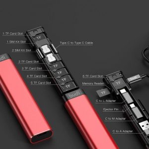 Multi-function Smart Adapter Card Storage USB Data Cable Box TF Card Reader for iPhone Samsung Xiaomi Expand Phone Storage