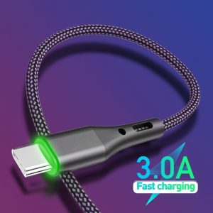 Type C Cable Fast Charging With  LED Light Mobile Phone Charger Data Cord For Huawei Mate 40 Xiaomi mi 10 Samsung Quick Cable