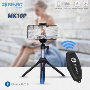 BENRO MK10P MK10ⅡPremium Smart Mini Tripod Selfie Stick Desktop Phone Stand MobiePhone Holder Bluetooth Remote Control