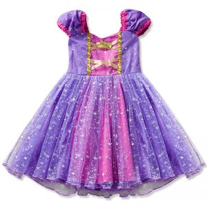 Princess Dress Girl Sofia Cosplay Costume Glitter