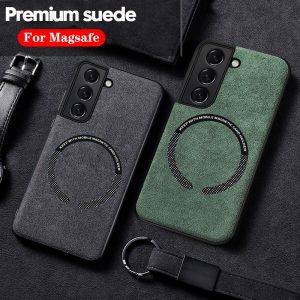 Suede Leather For Magsafe Magnetic Wireless Charge Soft Case For Samsung