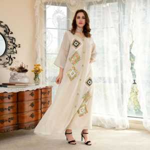 Jalabiya Cotton Linen Sequin Abaya