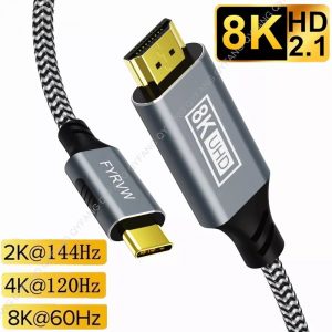 USB C to HDMI -Compatible Cable Type C to HDMI 2.1 Cable Thunderbolt 3/4 to 8K@60Hz 4K@120Hz HDMI USB4 to HDMI -Compatible Cable