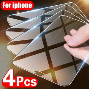 4PCS Tempered Glass for iPhone 11 12 13 Pro XR X XS Max Screen Protector on for iPhone 12 Pro Max Mini 7 8 6 6S Plus 5S SE Glass