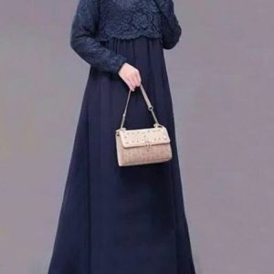 Women Spring Fashion Dress Solid Splicing Long Sleeve Lace