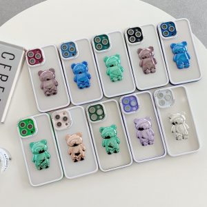 Glasses Lens Film Plating Bear Stand Creative Phone Case