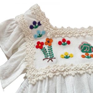 Flower Embroidery Baby Flying Sleeve Vest Skirt